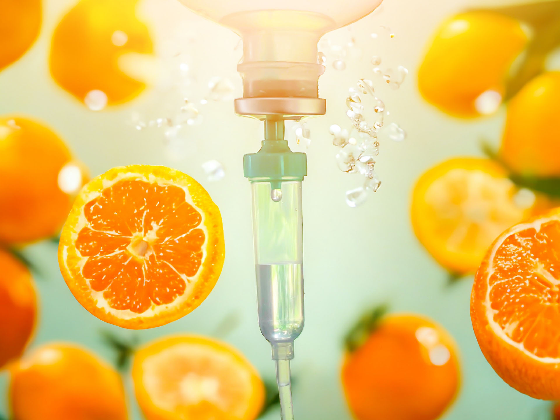 Set iv drip and fruit vitamin c treatments.medical use treatment supplements insufficiency vitamin and minerals low in medicinal concept.